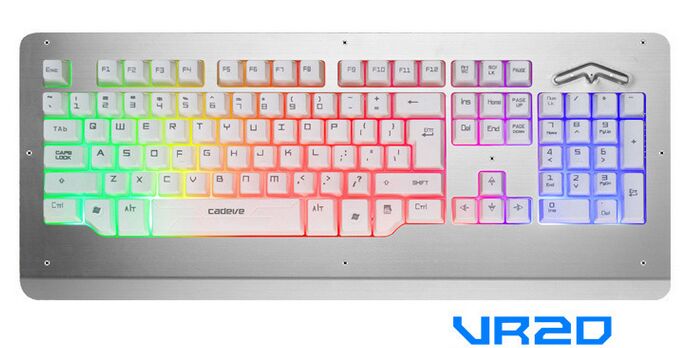 凯迪威VR20 铝合金面板 彩虹发光 全铜纺织线 游戏键盘 银色