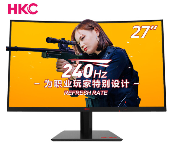 当季新品 HKC SG27C plus 27英寸 曲面VA屏 240Hz高刷新率 吃鸡全场COD推荐超广色域游戏电竞显示器